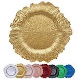 Decor popular wedding Cheap floral gold reef plastic charger plates